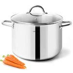 HOMICHEF Stock Pot 24.5 cm 5.7 Litre Nickel Free Stainless Steel - 5.7 Litre Pot with Lid and Handle - Soup Pot Small Cooking Pot