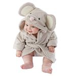 Hooyi Baby Bath Towels Mouse Newborn Blanket Bedding Swaddle Animal Bebe Bathrobe Hooded Bathing Towel Baby Stuff (Grey, S(90cm))