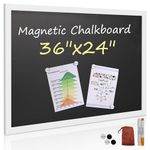 Board2by Rustic Wood Framed Magnetic Chalkboard 24 x 36, Large Hanging Chalk Board Sign for Kids, Non-Porous Wall Blackboard for Wedding Kitchen Restaurant