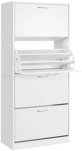 Artiss Shoe Rack Storage Cabinet Organiser 60 Pairs White Shelf Drawer Footwear Closet Organization Space Saving Home Furniture Bedroom Hallway Entryway Modern Design White