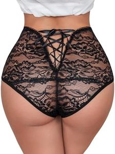 Avidlove Womens Underwear plus size High-Waisted Strappy Ladies panty lace panties Black