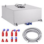 20 Gallon Fuel Cell 80L Universal Gas Tank with Level Sender & 6AN 12FT Fuel Line Kit,Aluminum Polished Racing Street Drift Strip Fuel Tank with Quick Release Fuel Cap,Silver