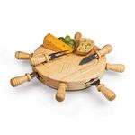 PICNIC TIME Mariner Cheese Board and Tool Set, Charcuterie Board Set, Wood Cutting Board with Cheese Knives, (Parawood)