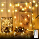 JXLEDAYY 12 M 100 LED Fairy Lights Outdoor IP44 Waterproof Globe String Lights Warm White 2700K Battery Operated Christmas Lights with Remote 8 Modes for Bedroom Patio Garden Party Indoor Decorations