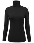 AUHEGN Womens Premium Long Sleeve Turtleneck Lightweight Pullover Top (X-Large, Black)