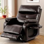 FRIENDS LIFE Motorized Power Lift Recliner Chair for Adult & Elderly, Position Lay Lift Chair, Cup Holder, Lumbar Pillow, Wireless Charger, Leather (Brown)