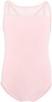 Soudittur Ballet Leotards for Girls Sleeveless Cotton Tank Tops Mesh for Dance Costumes Gymnastics Dancewear Pink for Age 5-6