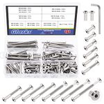 Glarks 141Pcs M6 Hex Drive Socket Head Cap Bolts Assortment Kit, 140Pcs 14 Sizes Nickel-Plated Socket Cap Screws Barrel Nuts with 1Pc M4 Hex Wrench for Baby Crib Bed Furniture Repair