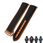 EEOMOiK 21mm 22mm Rubber Nylon Watch Band 19mm 20mm for Omega Strap Planet Ocean Seamaster 300 Rubber Bracelet (Color : Black Nylon Orange, Size : 20mm)