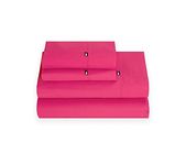 Tommy Hilfiger Signature Solid Sheeting 200 TC Set of 4 Sheet Set - 1 Flat Sheet, 1 Fitted Sheet & 2 Pillowcases, Queen Size, 100% Cotton (Pink)