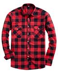 Alimens & Gentle Men's Button Down Regular Fit Long Sleeve Plaid Flannel Casual Shirts, Red/Black Plaid, X-Large Tall