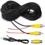 WEUASTE (33FT/10 Meters) Backup Camera RCA Video Cable, CAR Reverse Rear View Parking Camera Video Cable with Detection Wire, with RCA Video Female to Female Coupler and Power Cable