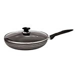 SQ Professional UNA Aluminium Cookware 22cm Frying Pan with Lid & Long Handle Chef's Pan for All Hobs Non-Stick Induction Frying Pan Egg Omelet Pan (22cm)