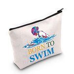 LEVLO Swimming Girls Cosmetic Make Up Bag Swimmer Gifts Idea Born To Swim Makeup Zipper Pouch Bag For Women Girls, Born To Swim, Cosmetic Bag