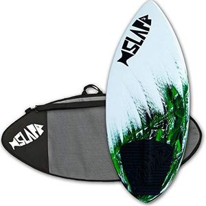 USA Made Slapfish Skimboards 52" Fiberglass & Carbon - No Rider Weight Limit - with Traction Deck Grip - Kids & Adults - 4 Colors… (Green Board + Board Bag)
