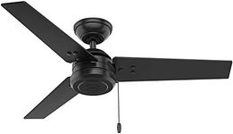 Hunter Fan Company 50260 Cassius 44 Inch Multi Speed Quiet Indoor/Outdoor Home Ceiling Fan with Speed Adjustment Pull Chain, Matte Black