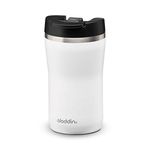 Aladdin Barista Café Thermavac Leak-Lock Stainless Steel Thermos Travel Mug for Hot Drinks 0.25L Snowflake White – Keeps Hot for 2.5 Hours - BPA-Free Reusable Coffee Cup - Leakproof - Dishwasher Safe