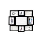 PRINZ 8-Opening Letterboard Wall Collage Picture Frame, Holds Sized Photos, Black, 18.8' X 16.5' X 0.98', Multi-Color