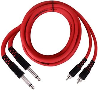 Hakuho 2 Jack 6.35mm 1/4 inch Jack to 2RCA Male MX Audio Cable 2 RCA Male to 2 Jack Male Guitar AUX Cable For Home Theater DVD Speaker Headphone Mixer Amplifier (Red) (10 Meter)