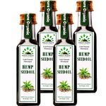 Hillpure Organic Cold Pressed Hemp Seeds Oil (65 ml) Food Grade | Multipurpose Oil | Anti-Inflammatory Benefits | Unrefined | Rich in Omega-3 and Omega-6 (Pack of 4) Glass bottle