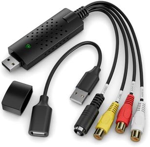 VHS to Digital Converter,RCA to USB Audio Video Converter,USB 2.0 Video Capture Card,Convert VHS to Digital from VHS VCR Mini DV Hi8 DVD for MAC/PC