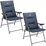 Trail Monarch Folding Camping Chair Padded High Back Outdoor Garden Armchair Seat (2 x Blue & Black)