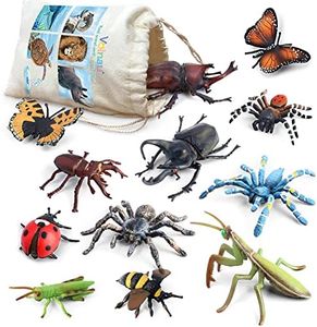 Volnau Bug Toys Figurines 12PCS Insect Toys Figures for Kids Toddlers Christmas Birthday Gift Educational Bee Beetle Mantis Spider Ladybug Butterfly Plastic Model