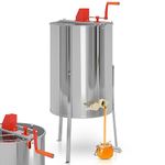 Jago® Manual Honey Extractor - with 3-Leg Stand, 4-Frame, 49 cm Ø / 100 cm H, Stainless Steel Barrel, Transparent 2-Part Lid - Honeycomb Spinner Machine, Separator, Centrifuge, Beekeeping Equipment