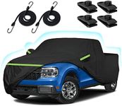 Truck Car Cover for 2021-2023 Ford Maverick, 210T Sun Rain UV Dust Snow Protection Waterproof 4.5 Feet Bed Pickup Covers with Zipper Door & Windproof Bands for Ford Maverick XL/XLT/Lariat-(Black)