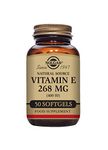 Solgar Natural Source Vitamin E 268 mg (400 IU) Vegetable Softgels, Brown, 50 Count (Pack of 1)