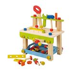 EverEarth Toddler Workbench with Tools. Wooden Building Set Hammer Toy