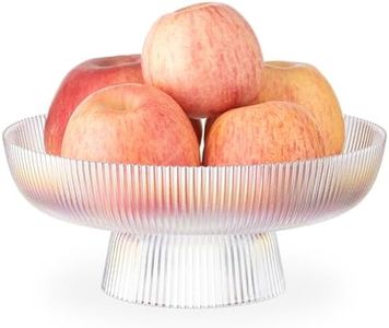 Navaris Glass Fruit Bowl - Decorative Fluted Colored Glass Bowl for Fruit Snacks Sweets - 10.2" / 26cm Diameter Table Centerpiece Dish - Rainbow Tinted Glass