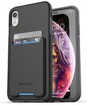 Encased iPhone XR Wallet Case (2018) Ultra Durable Cover with Card Holder Slot (4 Credit Cards Capacity) (Phantom Black)