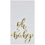 Gift Boutique 100 Gold Baby Shower Guest Napkins Oh Baby Elegant Hand Napkin Disposable Paper Pack for Neutral Boy Girl Gender Reveal Party Supplies Powder Room Metallic Golden Foil Decorative Towel