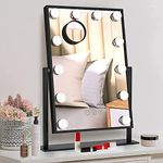 WEILY Hollywood Makeup Mirror with Lights,Large Lighted Vanity Mirror with 3 Color Light & 12 Dimmable Led Bulbs,Smart Lighted Touch Control Screen & 360 Degree Rotation(Black)