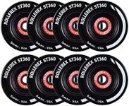 Rollerex ST360 92A 54mm x 32mm Roller Skate Wheels (8-Pack w/Bearings, Spacers and Washers) (Color Options) - Indoor Outdoor - Use for Quad Skate Wheel Replacement (Steel Black)