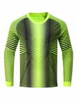 Hedmy Kids Youth Football Padded Goalie Shirt for Boys Long Sleeve Soccer Goalkeeper Jersey Sports Training T-Shirts Fluorescent Green 11-12 Years