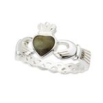 Biddy Murphy Irish Claddagh Ring for Women, Real 925 Sterling Silver Authentic Celtic Jewelry Made in Ireland with Connemara Marble Gemstone and Celtic Weave, Friendship, Promise, Love, Loyalty, Engagement, Marriage, Wedding, 5.5, Non-Precious Metal, No Gemstone