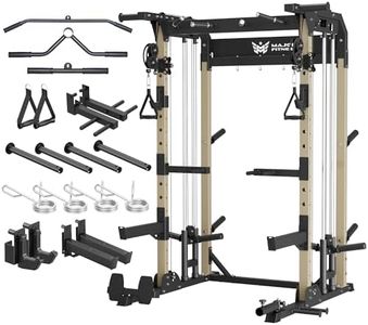 MAJOR FITNESS F22 Power Rack, 1600lbs All-in-One Squat Rack with Cable Crossover, Dual Pulley System, Heavy-Duty Steel Frame, Attachments & Storage for Home Gym Strength Training, Khaki