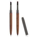 SAVITA 2pcs Nail Art Clean Up Brushes Round&Angled Nail Extension Gel Brush Nail Painting Brushes for Girls Nail Brushes Set for Cleaning Polish DIY Manicure (Sandalwood Handle), black, brown