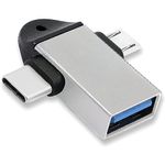 SILCON DM-02 2in1 Metal OTG Adapter, USB 3.0 to Type-C with Micro-USB Port Converter, High Speed Data Transfer Adapter for All Android & Type-C Smartphone(Multi Colour)