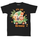 Jungle Safari Animal Theme Birthday Party Printed 100% Cotton t-Shirt for Baby Girl and boy (2-Year) Black