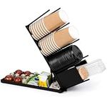 BELLE VOUS Black Coffee Station Organiser - Coffee Bar Station Cup Holder - Tea and Coffee Station - Coffee Bar Organiser/Coffee Caddy Cup Dispenser