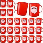 Sliner 24 Pcs Santa Face Mugs for Kids Bulk 12 oz Plastic Christmas Santa Face Hot Coco Mugs Plastic Funny Santa Face Design with Handles for Christmas Holiday Party Christmas Stockings Stuffers