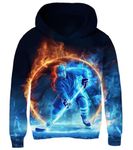 Kinberr Kids Fleece Hoodies Ice Hockey Fire Long Sleeve Pullovers Casual Long Sleeve Hooded Sweatshirts with Pocket Size 6 7