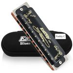 East top Harmonica, Blues Harmonica key of Paddy C, 10 Holes 008K Blues Harp Mouth Organ Diatonic Harmonica for Adults, Professionals and Students