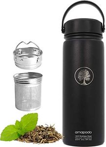 amapodo - Gourde en acier inoxydable - théière thermos 0,6l - bouteille de thé avec filtre à emporter - cadeaux pour femmes, hommes - bouteille thermos avec filtre à thé - gourde avec insert