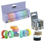 BRUSTRO Washi Tapes Pastel Palette Solids Shade 15mm x 5mtrs with Basics Shade, 15 mm x 5 mtrs, Multicoloured (Total 13 Pcs.)