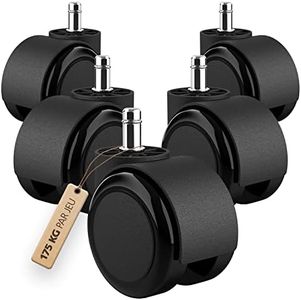RAVN HAMAN Jeu de 5 Roulettes de chaises de bureau 11 mm x 22 mm - - Roulettes pour sols durs jusqu'à 175 kg - - Roues pour chaises pivotantes - - Installation facile sans outils
