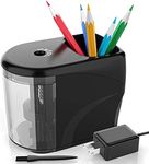 Electric Pencil Sharpener Heavy-Duty Helical Blade Sharpener with Adapter/Battery Operated for No.2/ (6-8mm) Pencils with Auto Stop & Cleaning Brush in School/Classroom/Office (Black)